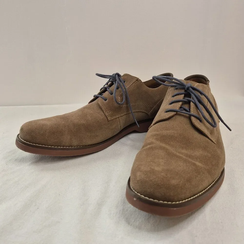 Crown & Ivy Men's Leather Suede Oxford Shoes Size 13M Tan Derby Lace Up